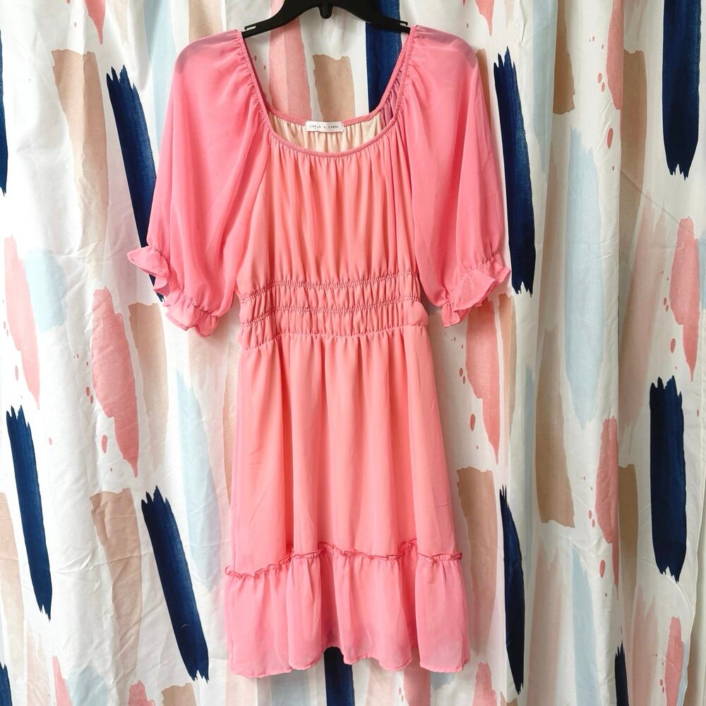 NWOT Chris & Carol Pink Babydoll Knee Length Dress Size Large